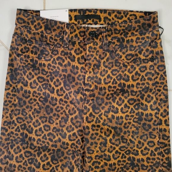 7 for all Mankind Leopard Print High-rise Slim-fit Kick Flare Jeans NEW - Picture 8 of 14